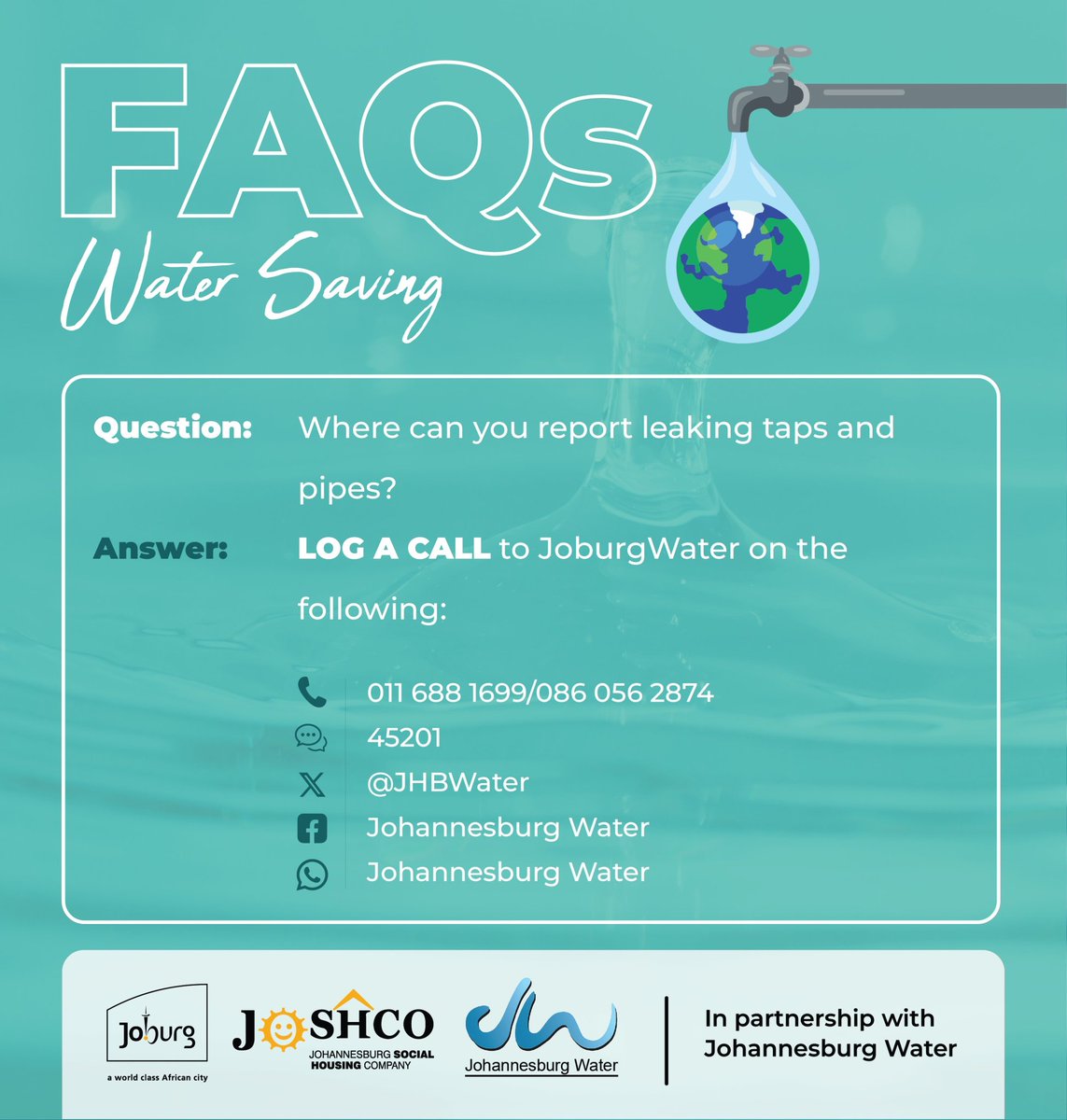 myjoshco's tweet photo. FAQs‼️#WaterConservation
#JOSHCO
#JohannesburgWater
#vikelaAmanzi
#saveournaturalresources
#watermonth
#bewaterwise
#joshcocares
#jozisavewater
#waterconservatio
#preserve
#sustainablesolutions
#joburgewatercares https://t.co/BRr2KxPPQJ