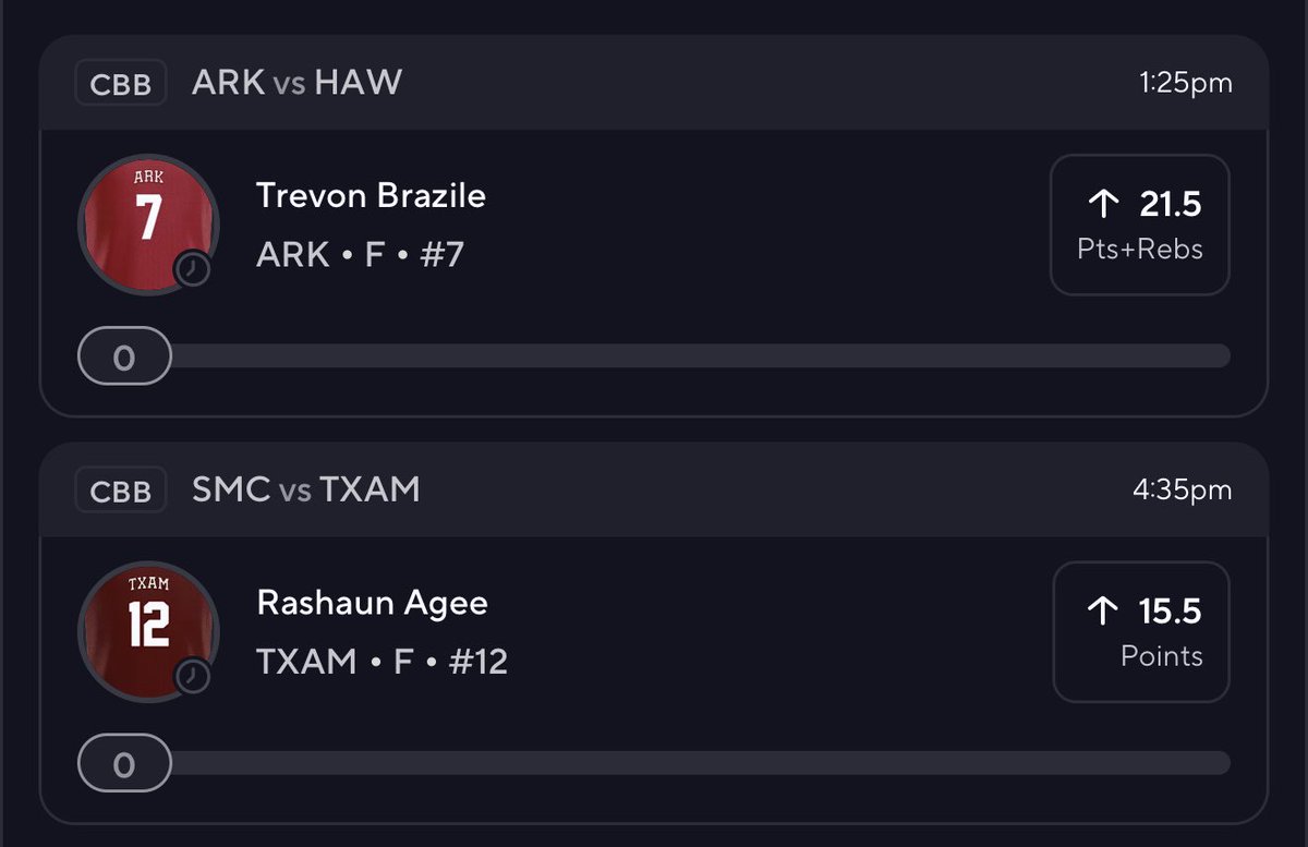 DDOGGSTACKS's tweet photo. ☕️ x 🐶 PrizePicks CBB Collab
@BreakRoomBet ☕️
Trevon Brazile o21.5 Points + Rebounds
#ARK
Rashaun Agee o15.5 Points
#TXAM
Like and Follow if tailing 🐾 https://t.co/25SGYPTzf1