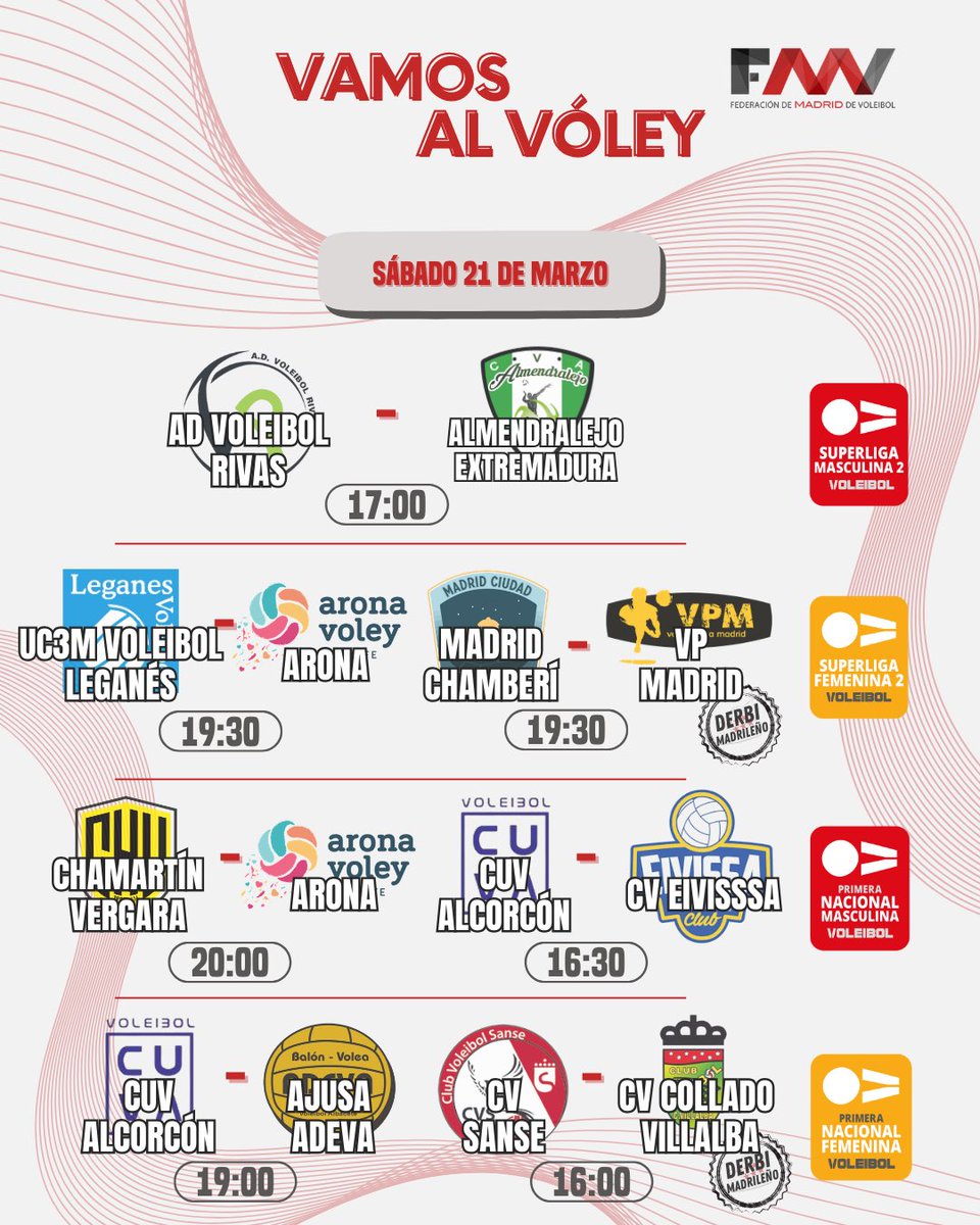 FMadridVB's tweet photo. ¡Esto está llegando al final! Vamos a disfrutar de los equipos madrileños que juegan en casa esta jornada 🙌🏽🤩

#vamosalvóley #queganeelvóley https://t.co/1HoLd8haLv