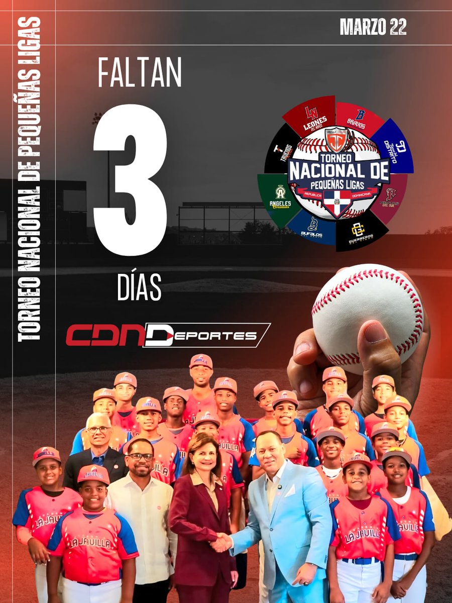 rosamarte12's tweet photo. Faltan 3 días!!!

Sube la emoción para el Torneo Nacional de Pequeñas Ligas dedicado a la vicepresidenta de la República, Raquel Peña.

#ApoyarALosNiñosTeHaceGrande https://t.co/GJFvtmxCfw