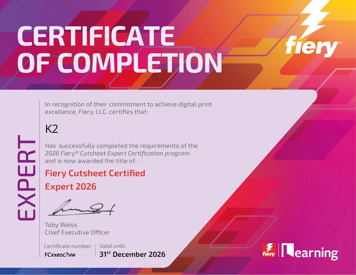 bposwpg's tweet image. K2 is officially re‑certified as a Fiery Cutsheet Expert for 2026!
We stay certified so your production workflow stays fast, accurate, and supported.

Full story: bpos.ca/blog/why-we-ma… 

#bposwpg #needacopier #fiery #printproduction #digitalprint #printindustry