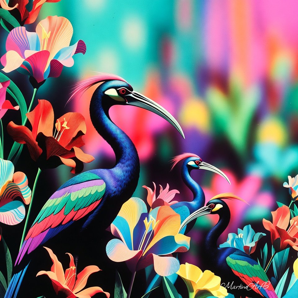 MartineArtB's tweet photo. QT Your Bird Art 🐦

I invite @lordknight_ai 

Dans le jardin des couleurs, chaque oiseau porte un éclat de rêve et chaque fleur une promesse de lumière.

#AIart #Grokimagine