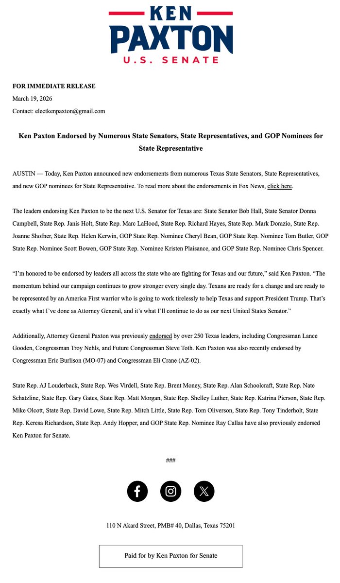 Attorney General Ken Paxton tweet media