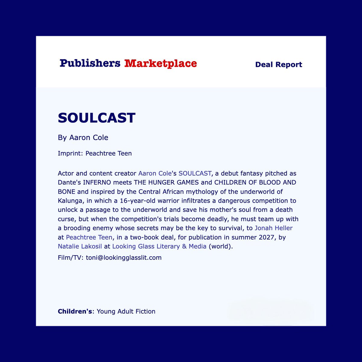 Aaron Cole has a Book Deal! tweet media