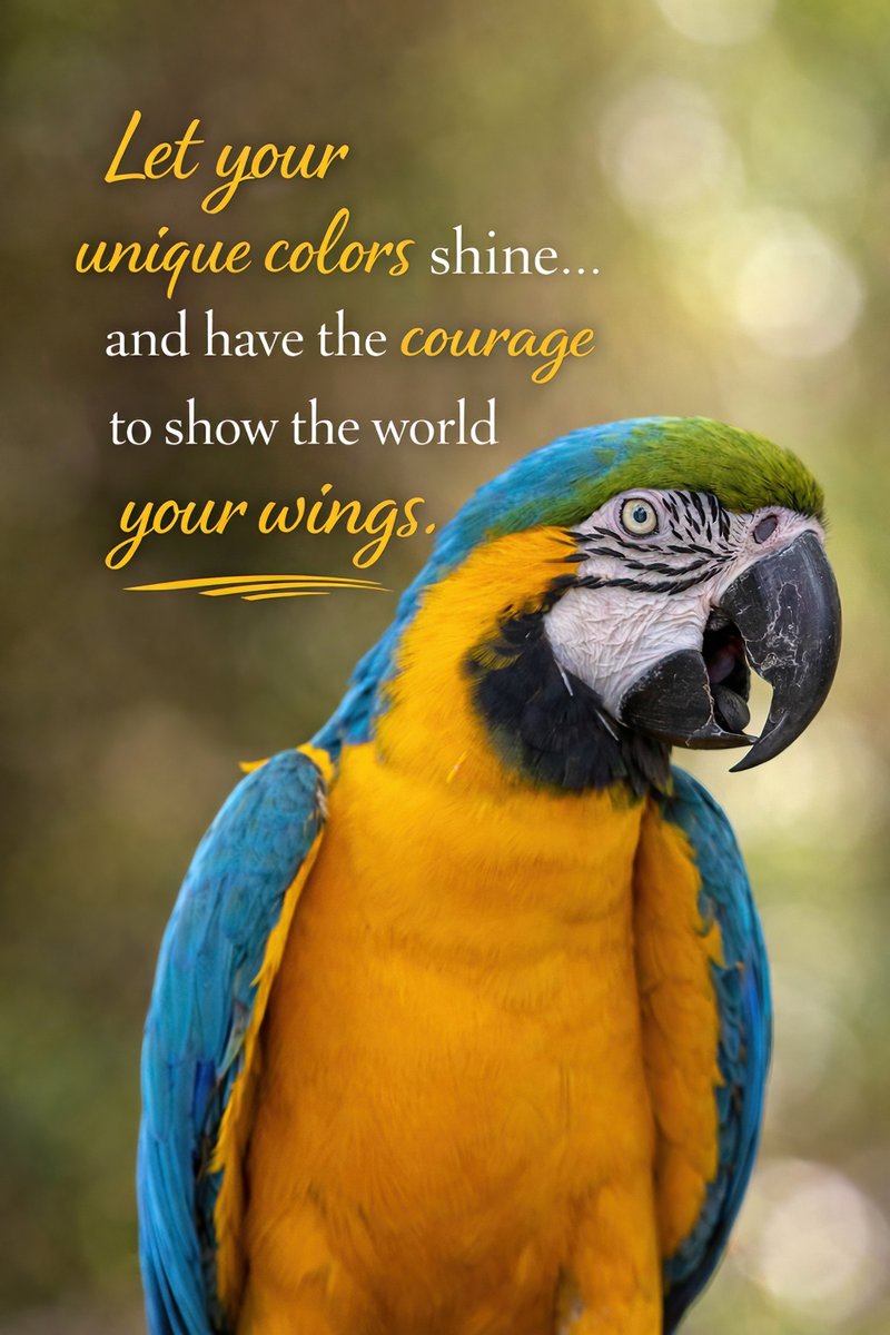daquick's tweet photo. "Let your unique colors shine…
and have the courage to show the world your wings."
This Blue &amp; Yellow Macaw felt like a perfect reminder that being different is what makes us extraordinary.
Debbie Quick | Debs Creative Images
#inspirationalquote #motivationalquote #animal #bird https://t.co/m1keeVnnyq