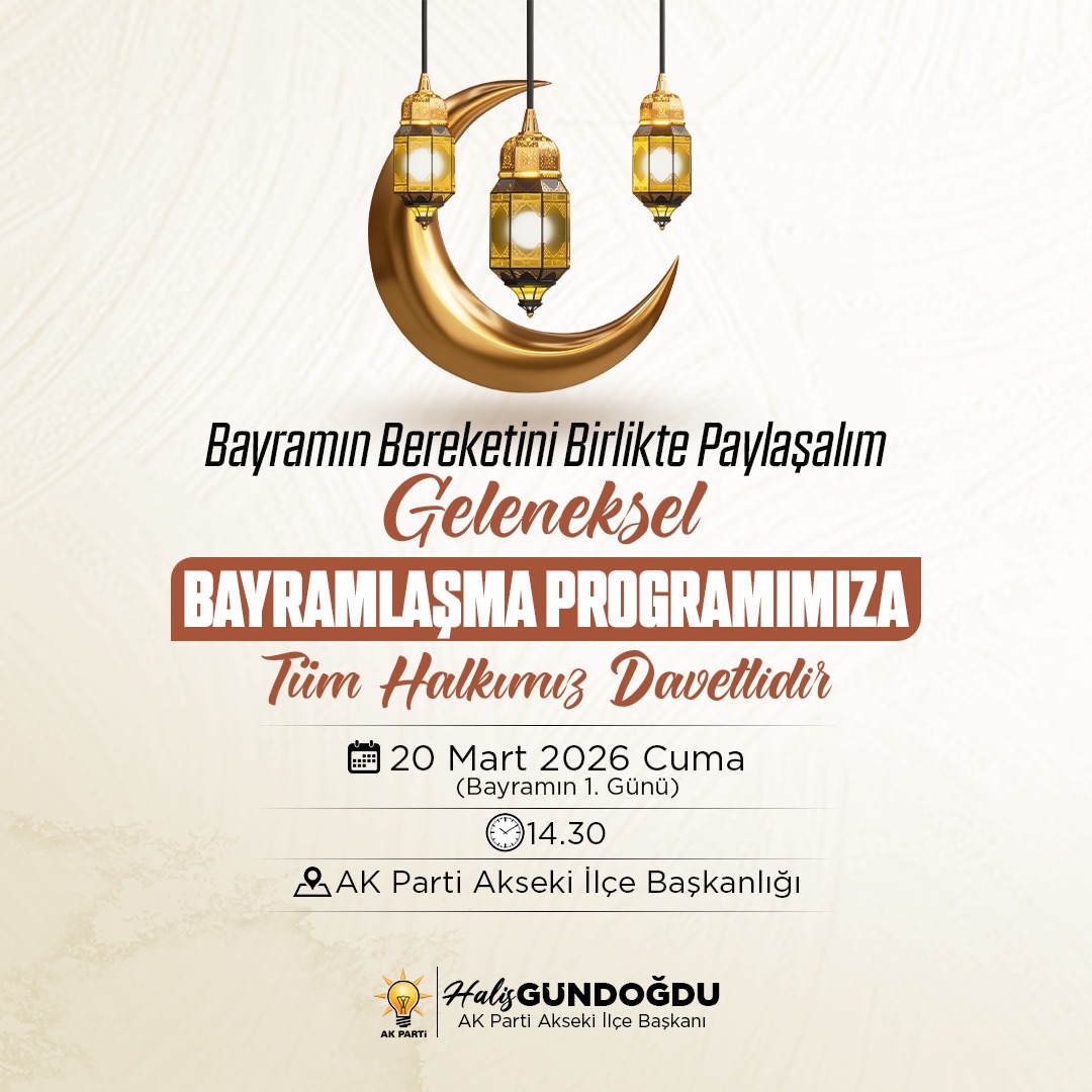 Bayramlar; birlik, beraberlik ve kardeşliğin en güzel şekilde hissedildiği müstesna günlerdir
Bu güzel bayramda gönüllerimizi birleştirmek, muhabbetimizi artırmak adına tüm hemşehrilerimizi bayramlaşma programımıza davet ediyoruz.
📅 20 Mart 2026 Cuma (Bayramın 1. Günü)
🕐 14.30