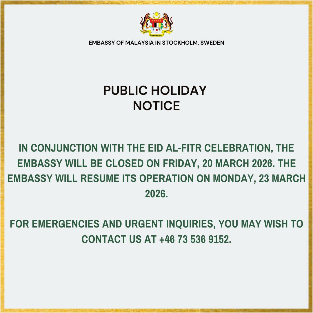 Embassy of Malaysia in Stockholm, Sweden tweet media