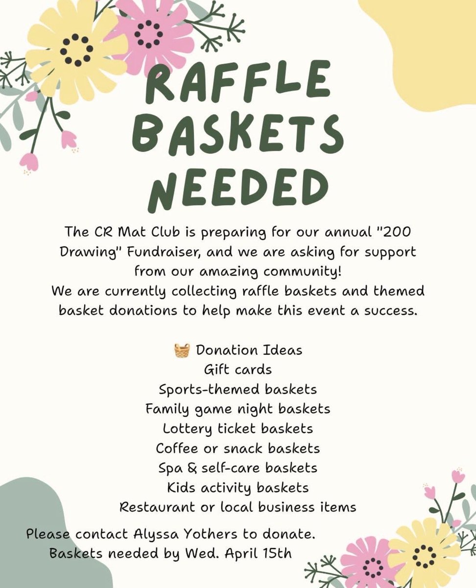 Get your 200 Drawing tickets while they last! All money raised benefits our CR Lion wrestlers!!