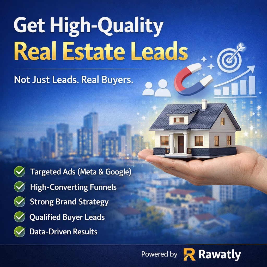 rawatly's tweet photo. Struggling to get quality leads in real estate? 🤔

It’s not about more leads…
It’s about better leads + stronger branding 💡

💬 Stop wasting budget on low-intent traffic.
Start attracting serious buyers &amp; investors.

🌐 Visit: https://t.co/NNcMI2wCDU 

#DigitalMarketing https://t.co/q5UBA102IN