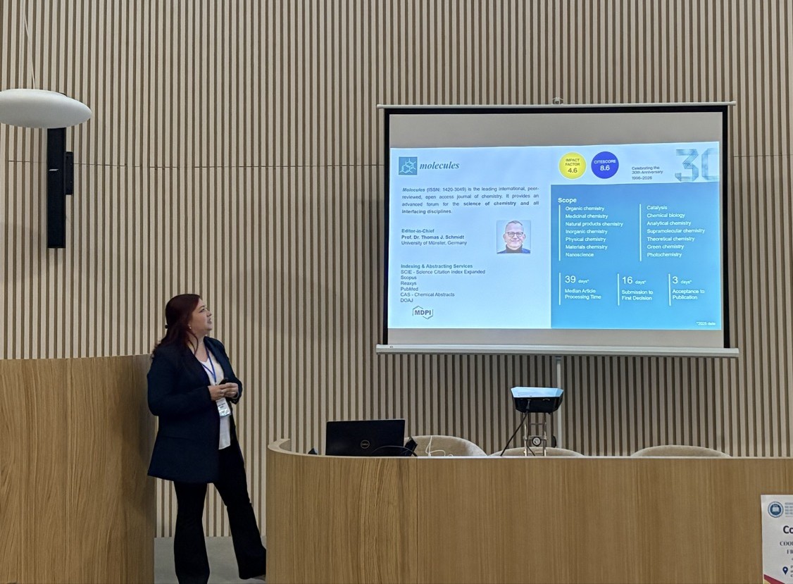 Molecules_MDPI's tweet photo. 👀 What an event! As part of the "Coordination Chemistry between France and Romania" (CoFRO II), we hosted an Academic Publishing Workshop for chemical researchers at UBB, Romania (@UnivBabesBolyai)!🤝
#MoleculesJournal #AuthorWorkshop #ConferenceWorkshop #CoFRO #Outreach https://t.co/NQPVi2SWNz