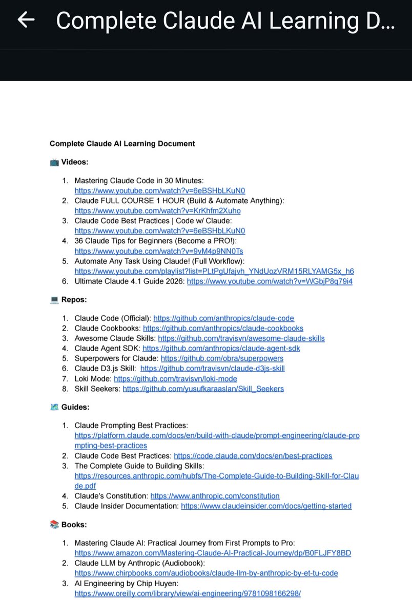 Witness_424's tweet photo. This free Claude AI resource is insane.

Everything in one place.

If you’re serious about AI,

You need this.

Comment “AI” and I’ll send it 👇 https://t.co/K32odwA3Fo