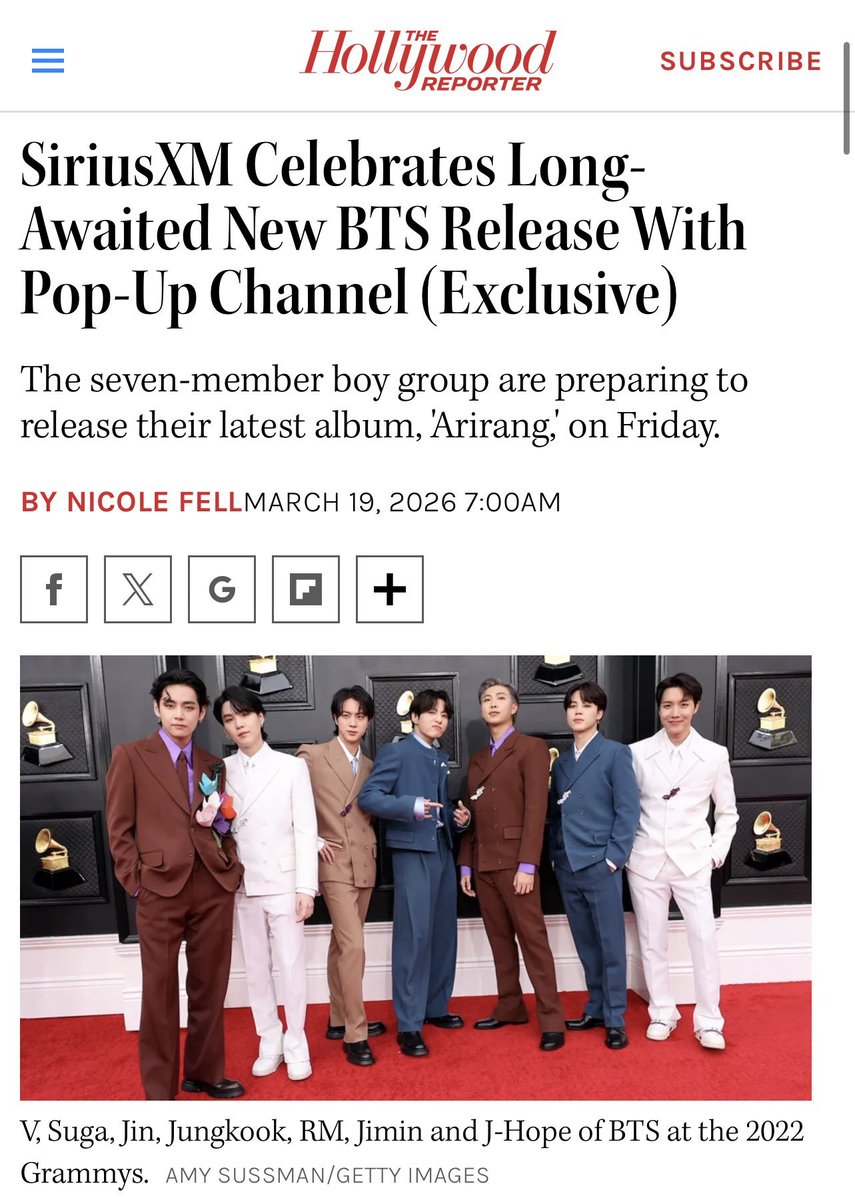 ARMYForce_Peru's tweet photo. — SiriusXM lanzará BTS Radio para celebrar el regreso del grupo masculino más grande del mundo, #BTS.

El pop-up channel, que se lanzará el viernes (20 de marzo), ofrecerá una “experiencia musical exclusiva e inmersiva”, según un comunicado. La emisora —que funcionará como (+) https://t.co/k7AwdKiXAe