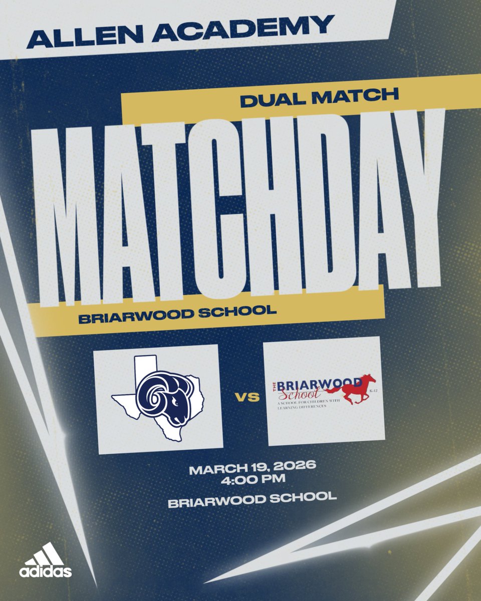 Allen_Athletics's tweet image. It’s match day for the Rams! 🎾
Allen Academy Varsity Tennis travels to Briarwood School today for a 4:00 PM matchup. Let’s go, Rams! 💙

🐏 Briarwood School
🕓 4:00 PM
📍 Briarwood School

#ramtough