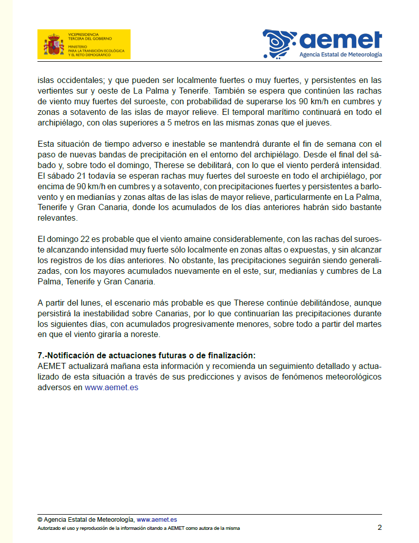 AEMET_Canarias's tweet photo. Actualización del Aviso Especial por Fenómenos Meteorológicos Adversos afectando a Canarias.

Mañana viernes se actualizará la información.

Por favor, infórmense a través de canales oficiales. https://t.co/ruLUHc29iJ
