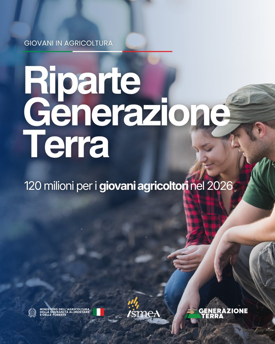 SocialMasaf's tweet photo. Riparte “Generazione Terra”, lo strumento promosso da ISMEA per favorire l’accesso alla terra e sostenere il ricambio generazionale in agricoltura.

📅 Domande dal 22 aprile al 19 giugno 2026 sul portale ISMEA. https://t.co/9A0jo79oxB