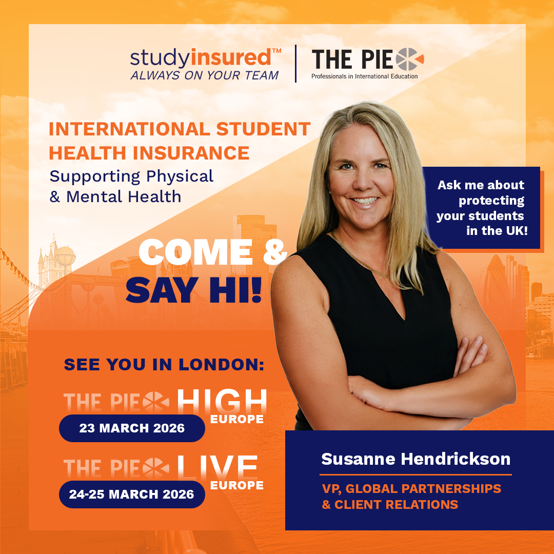 studyinsured's tweet photo. We’re delighted to be attending @ThePIENews's upcoming events! 
 Want to know more about how StudyInsured™ supports your international students' physical and mental health? Email connect@studyinsured.com or call +1 604 603 0292.
#PIELive26 #PIELiveEurope26 #ThePieLive #PIEHigh https://t.co/KQnTMslXqH