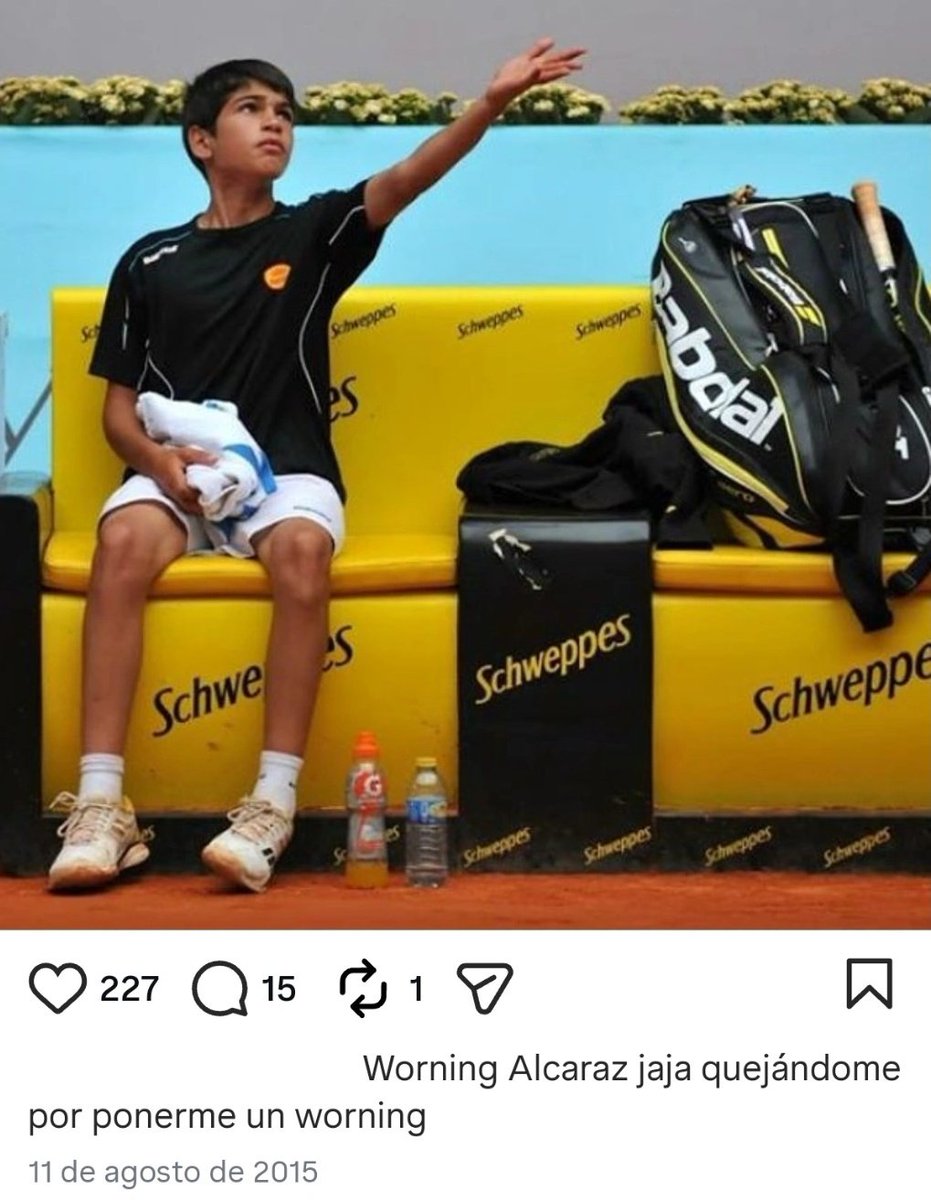 alcarazzupdates's tweet photo. Carlitos on insta back in 2015📸:

"Haha complaining about getting a warning" 🖊️

Some things never change 😂 https://t.co/Et1GoFY9C4