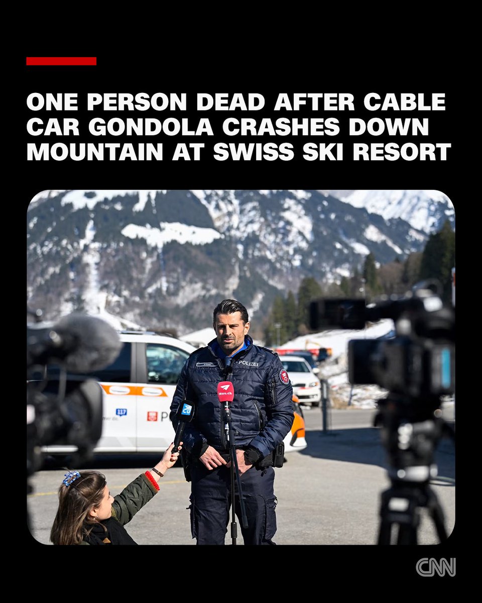 One person has died after a cable car cabin at a Swiss ski resort crashed down a snowy mountainside during strong winds on Wednesday 🙏