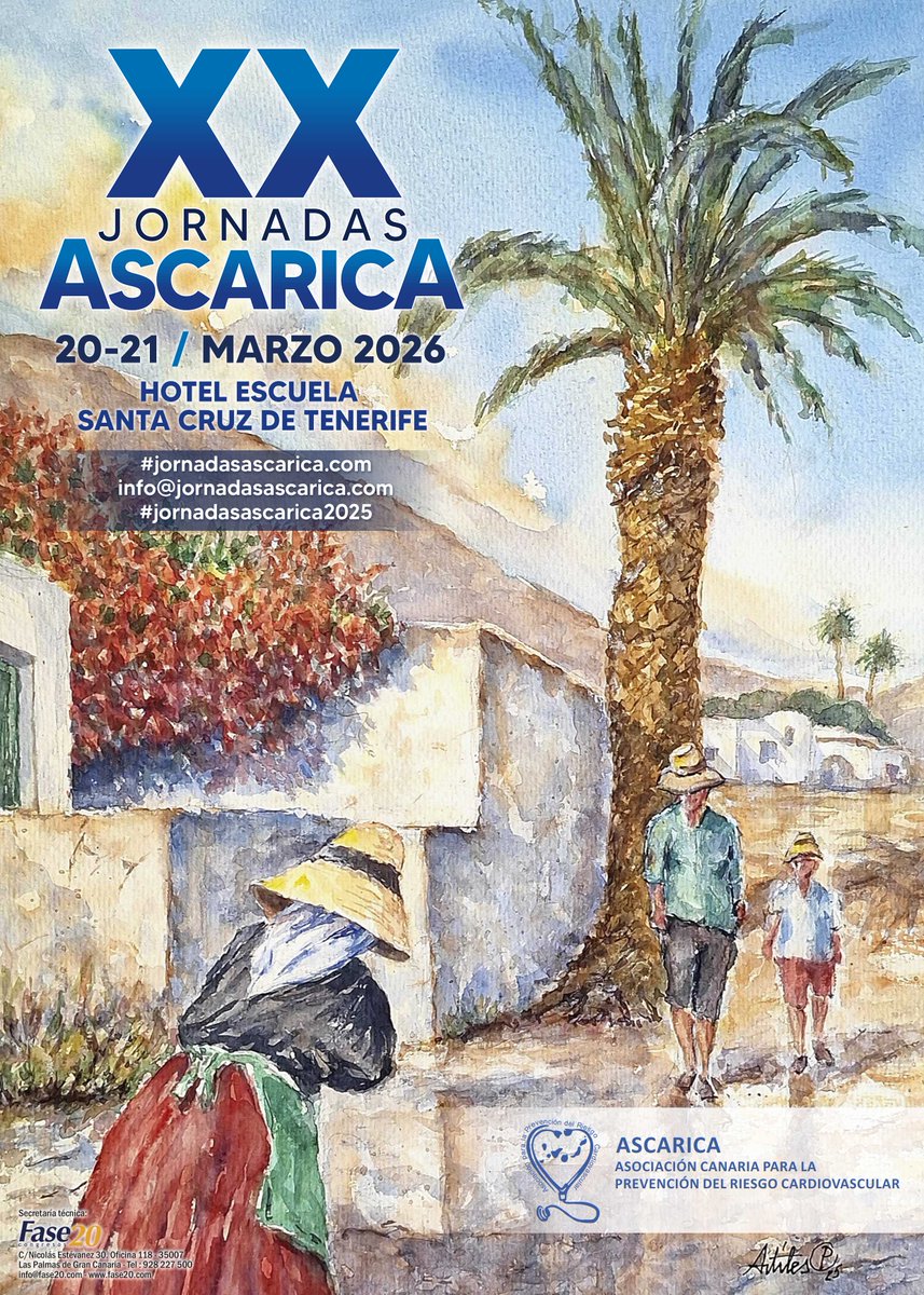 🌴✨ ¡Nos vemos mañana en las XX Jornadas ASCARICA 2026!

Te esperamos para un encuentro clave en salud cardiovascular.

📅 20–21 de marzo de 2026
📍 Hotel Escuela – Santa Cruz de Tenerife

Dos días para compartir conocimiento y avanzar juntos❤️

#ASCARICA #jornadasascarica2026