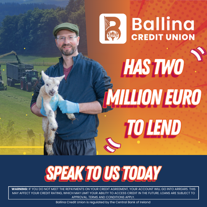 CUBallina's tweet photo. Investing in your farm this year? With €2 Million to Lend, Ballina Credit Union is supporting local farmers with our Cultivate Loan which is designed to help your farm grow.
To find out more visit https://t.co/DPEcyMHlB0
#ad https://t.co/I5potrWIou