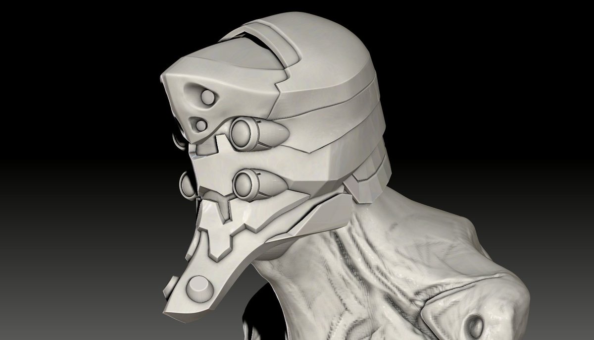 最近はカチッとしたものの練習をしてます　弐号機　胸ぐらいまでは作りたいな　
#ZBrush