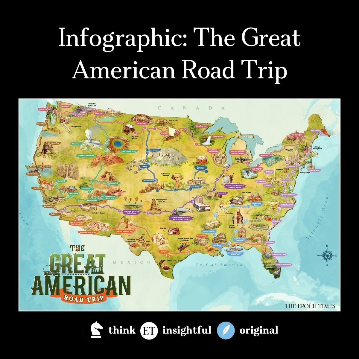 EpochInspired's tweet photo. How Americans have explored their country, mapped in one view

📌 A comprehensive infographic — Explore more

You see how each route connects history, culture, and place.