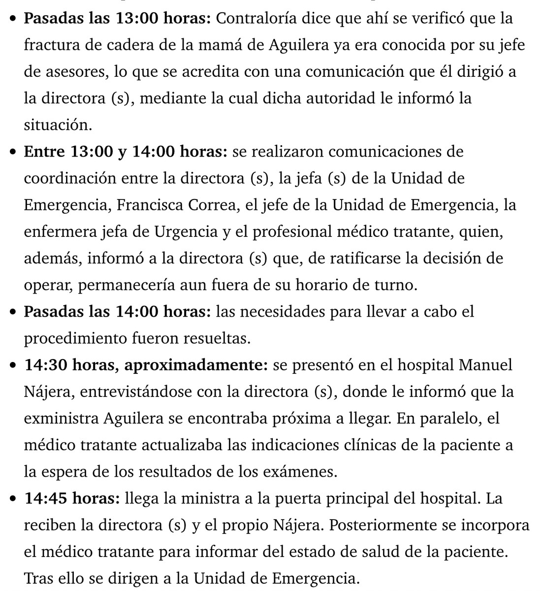 cristian_arayal's tweet photo. Acá la cronología de la cirugía exprés a la madre de la exministra de Salud, Ximena Aguilera y que reporta @latercera. 
Usaremos todas nuestras atribuciones en el Congreso para que esto no quede así. Dejar un pabellón sin usar por esperar a un paciente VIP es criminal. https://t.co/SyDlsYxnOb