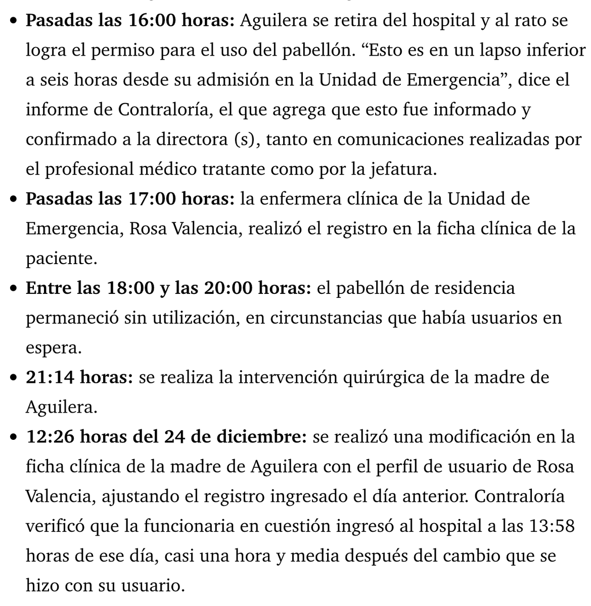 cristian_arayal's tweet photo. Acá la cronología de la cirugía exprés a la madre de la exministra de Salud, Ximena Aguilera y que reporta @latercera. 
Usaremos todas nuestras atribuciones en el Congreso para que esto no quede así. Dejar un pabellón sin usar por esperar a un paciente VIP es criminal. https://t.co/SyDlsYxnOb