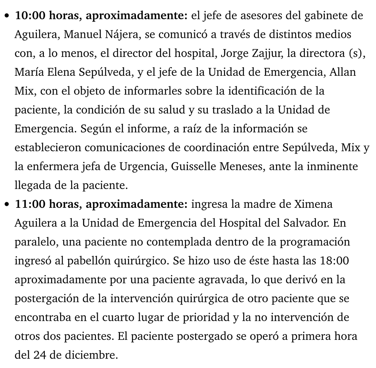 cristian_arayal's tweet photo. Acá la cronología de la cirugía exprés a la madre de la exministra de Salud, Ximena Aguilera y que reporta @latercera. 
Usaremos todas nuestras atribuciones en el Congreso para que esto no quede así. Dejar un pabellón sin usar por esperar a un paciente VIP es criminal. https://t.co/SyDlsYxnOb