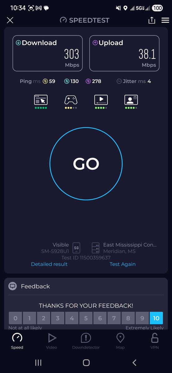 shortyd999's tweet photo. Check out my Speedtest result! How fast is your internet?
#Visible
#VisibleWireless
#Prepaid
#PrepaidWireless
#Verizon
#VerizonNetwork
#VerizonWirelessNetwork
#Ultrawide
#UW https://t.co/JzgXBhTGIb https://t.co/PSaVC1mcHi
