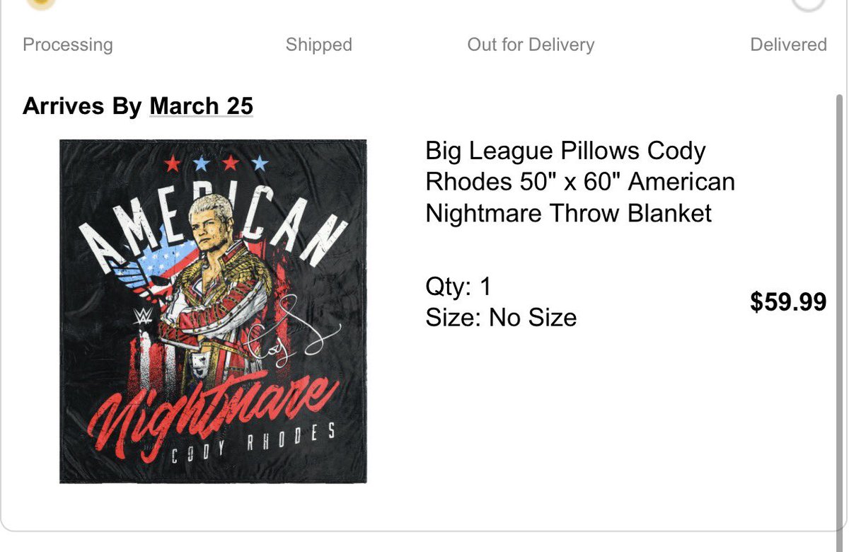 masonbldwnmusic's tweet image. Just bought the new Cody Rhodes blanket!!! Soon I’ll be buying the new windbreaker!! ❤️🤍💙

@CodyRhodes #AmericanNightmare #QB1