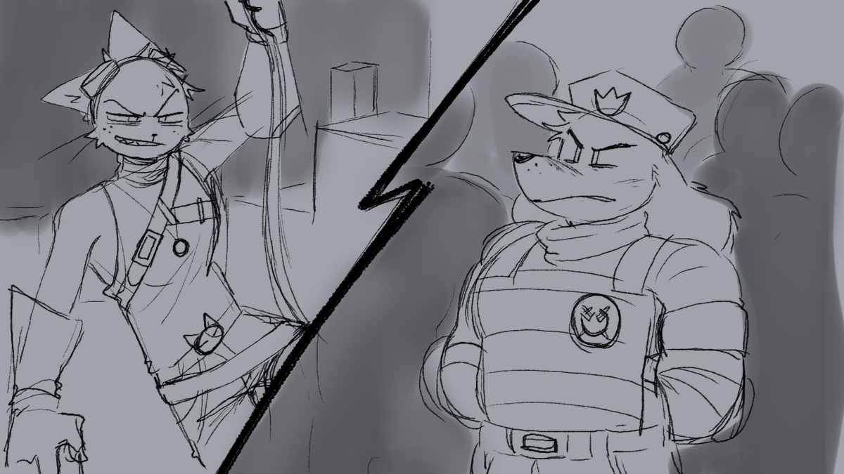 jsjsmatenme's tweet image. A #DogMan AU I dreamed about
Basically, Dogman is the leader of an oppressive police force and #Petey is the leader of the resistance. 
 I might explore this concept later...🤔