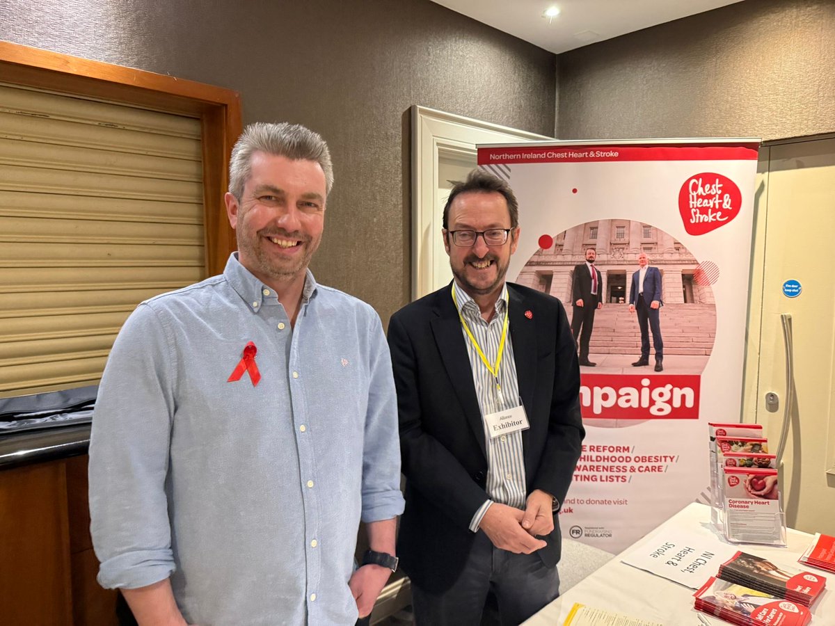 Great to welcome <a href="/DannyDonnelly1/">Danny Donnelly MLA</a> to the <a href="/nichstweet/">Northern Ireland Chest Heart & Stroke</a> stand at the Alliance Party conference last Saturday to discuss, tobacco, vaping and alcohol pricing amongst our things!