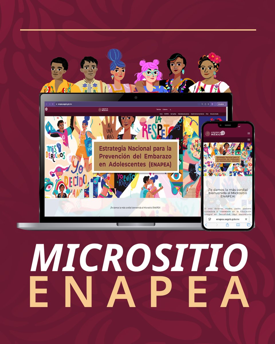 CONAPO_mx's tweet image. ¿Ya conoces el #micrositio de la #ENAPEA?

En él encontrarás una serie de publicaciones, documentos y diversos materiales que abordan desde diferentes perspectivas el embarazo en adolescentes en nuestro país.

Te invitamos a visitarlo: enapea.segob.gob.mx