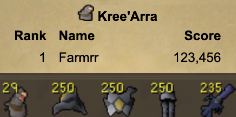 FarmerOSRS's tweet image. Hilt 235/250 at 123,456 kc, but who's counting anyways? #osrs #oldschoolrunescape #runescape