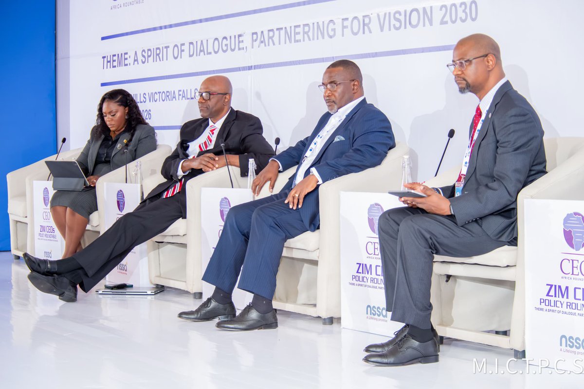 This afternoon, the Honourable Minister of ICT, Postal and Courier Services, Tatenda Mavetera, attended the CEOs Policy Round Table in Victoria Falls, where she participated in a high-level panel discussion alongside Arthur Mutambara and Agrippa Mugwagwa.

The discussion unpacked