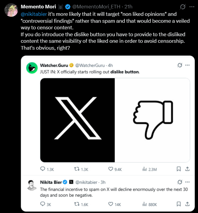 New X algo finding: If you write a post and tag Nikita it will be automatically shadow banned.