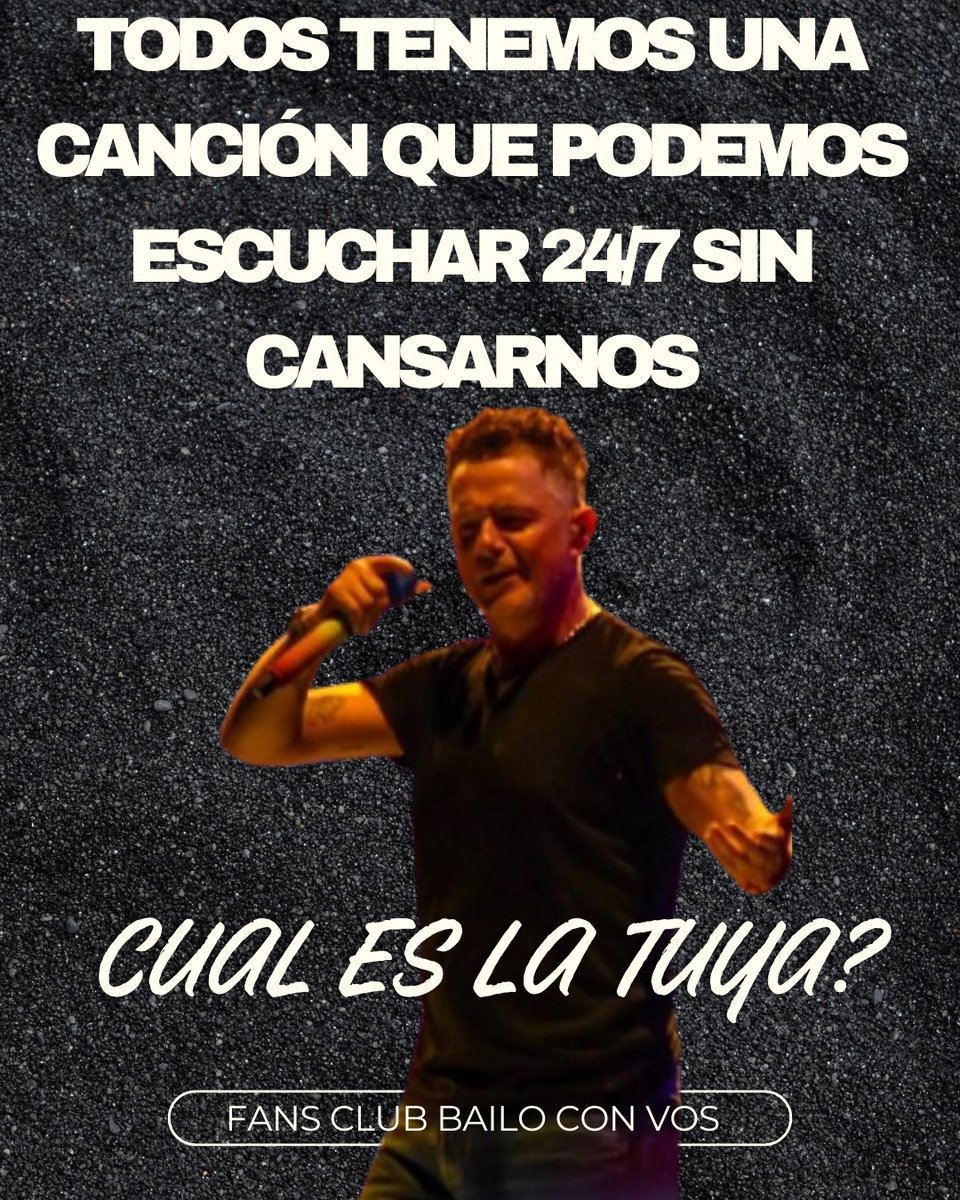 Todos tenemos ESA canción que no podemos dejar de escuchar 🎶💙

Esa que te acompaña, que te emociona, TU CANCIÓN…

Ahora queremos saber 👇
¿Cuál es la tuya? 👀

Te leemos 🫶
<a href="/AlejandroSanz/">Alejandro Sanz</a>

#AlejandroSanz #BailoConVos #MusicAS #JuegaConBailo #JugáConBailo