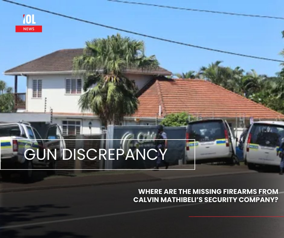 IOL's tweet image. KwaZulu-Natal police say businessman Calvin Mathibeli’s security company has 815 guns listed on its books, but police records show it should have over 850, and warned that any missing firearms could lead to criminal charges. 
#CalvinMathibeli #KwaZuluNatal #Firearms 
Read more