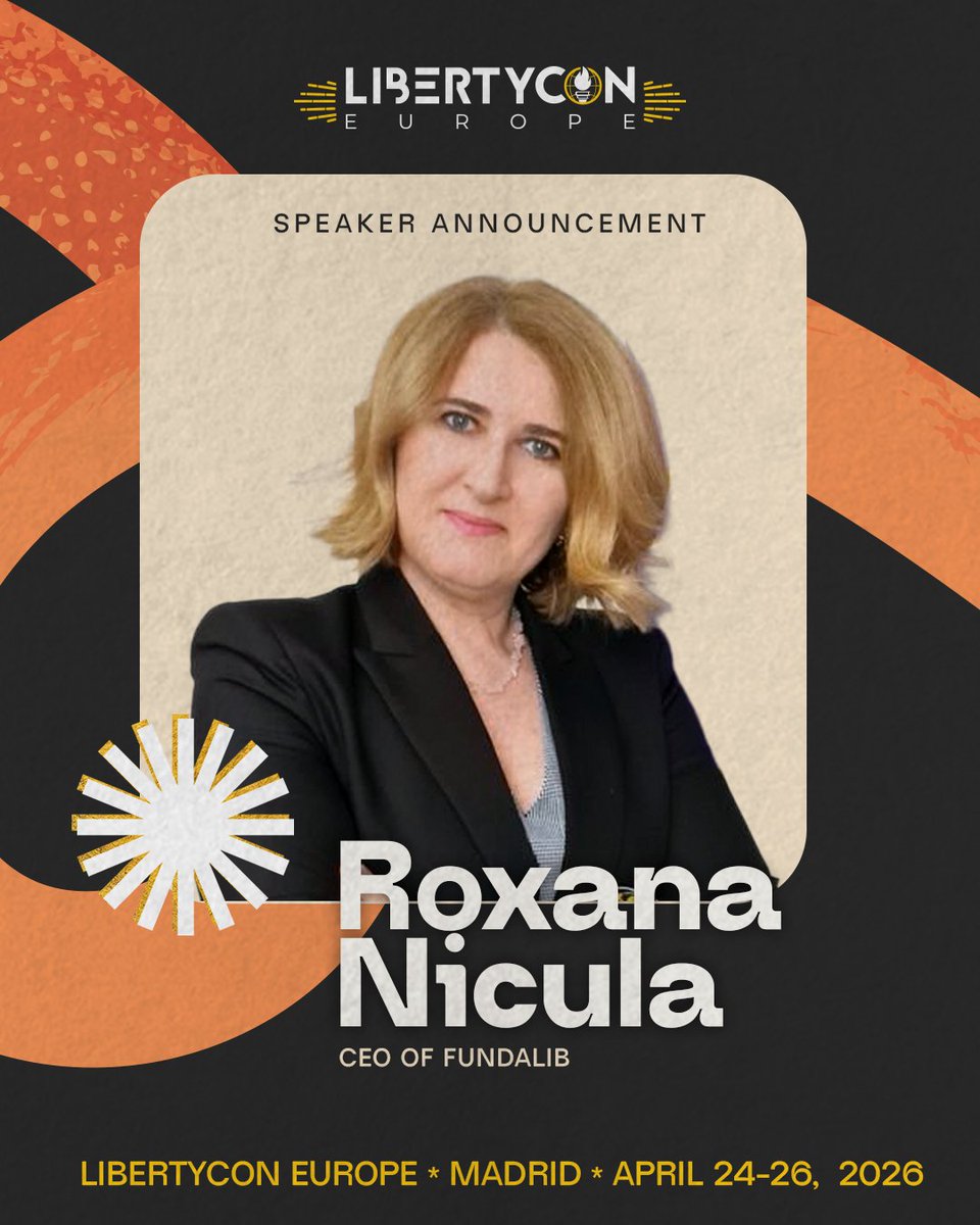 SFLSpain's tweet photo. Roxana Nicula, criada bajo el régimen comunista en Rumanía, hoy defiende la libertad en toda Europa como presidenta de Fundalib, jurista y coautora de Doubly Free.
Se suma a LibertyCon Europe 2026.
📍 Madrid | 24–26 de abril
🎟️ https://t.co/CwO6UGaI7A https://t.co/ezgOf86izD