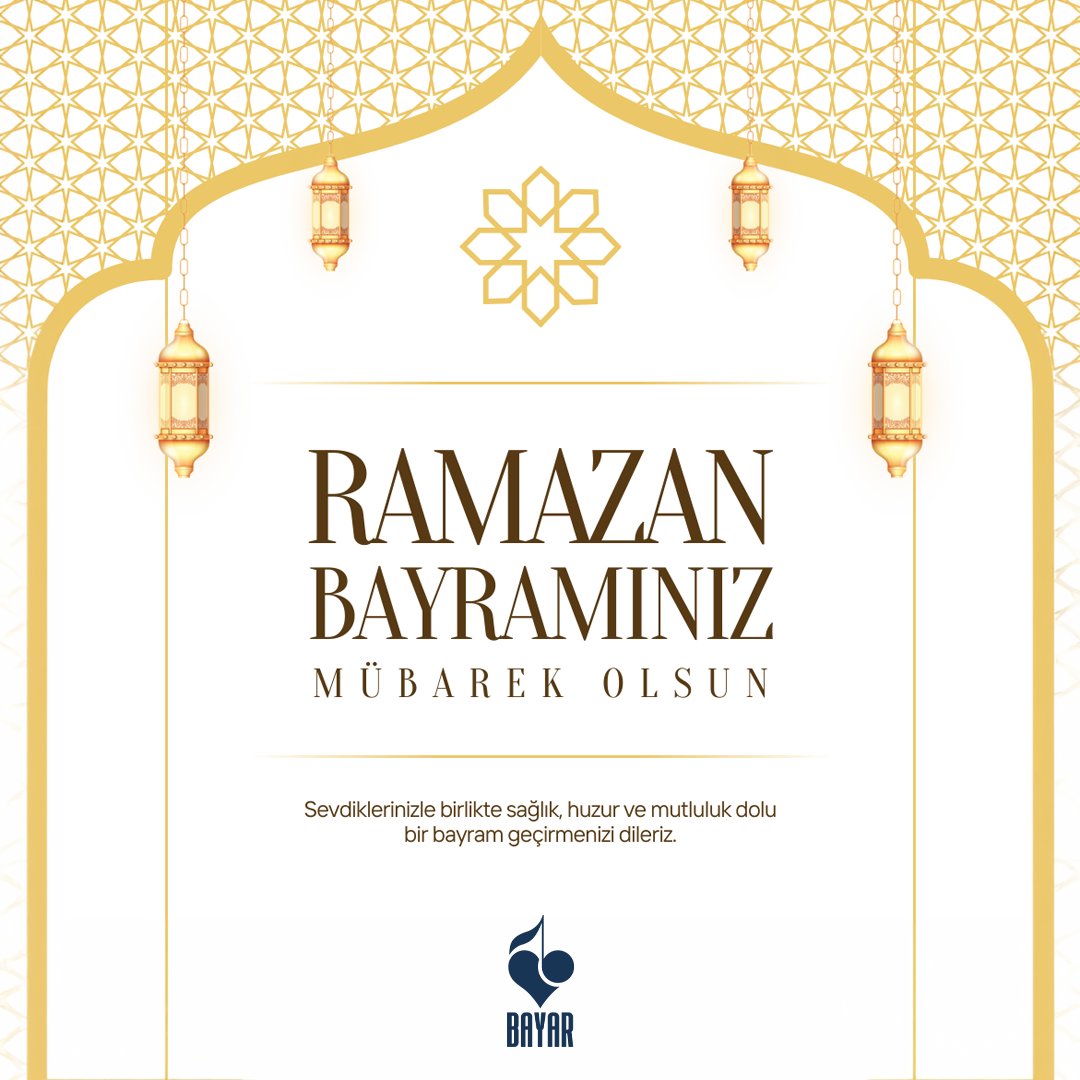 Sevdiklerinizle birlikte sağlık, huzur ve mutluluk dolu bir bayram geçirmeniz dileğiyle. İyi bayramlar!

#BayarMüzik