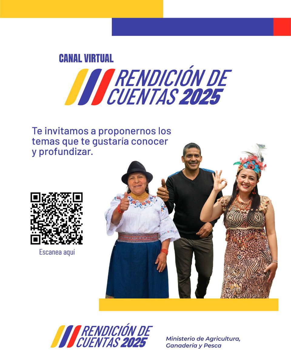 Agricultura_CZ7's tweet photo. #ElOro | Tu participación es importante en la Rendición de Cuentas 2025. Comparte los temas que te gustaría conocer escaneando el QR o ingresando al siguiente enlace 👇🏼 
https://t.co/alLGOfEdMD https://t.co/yHpnSJVxbt