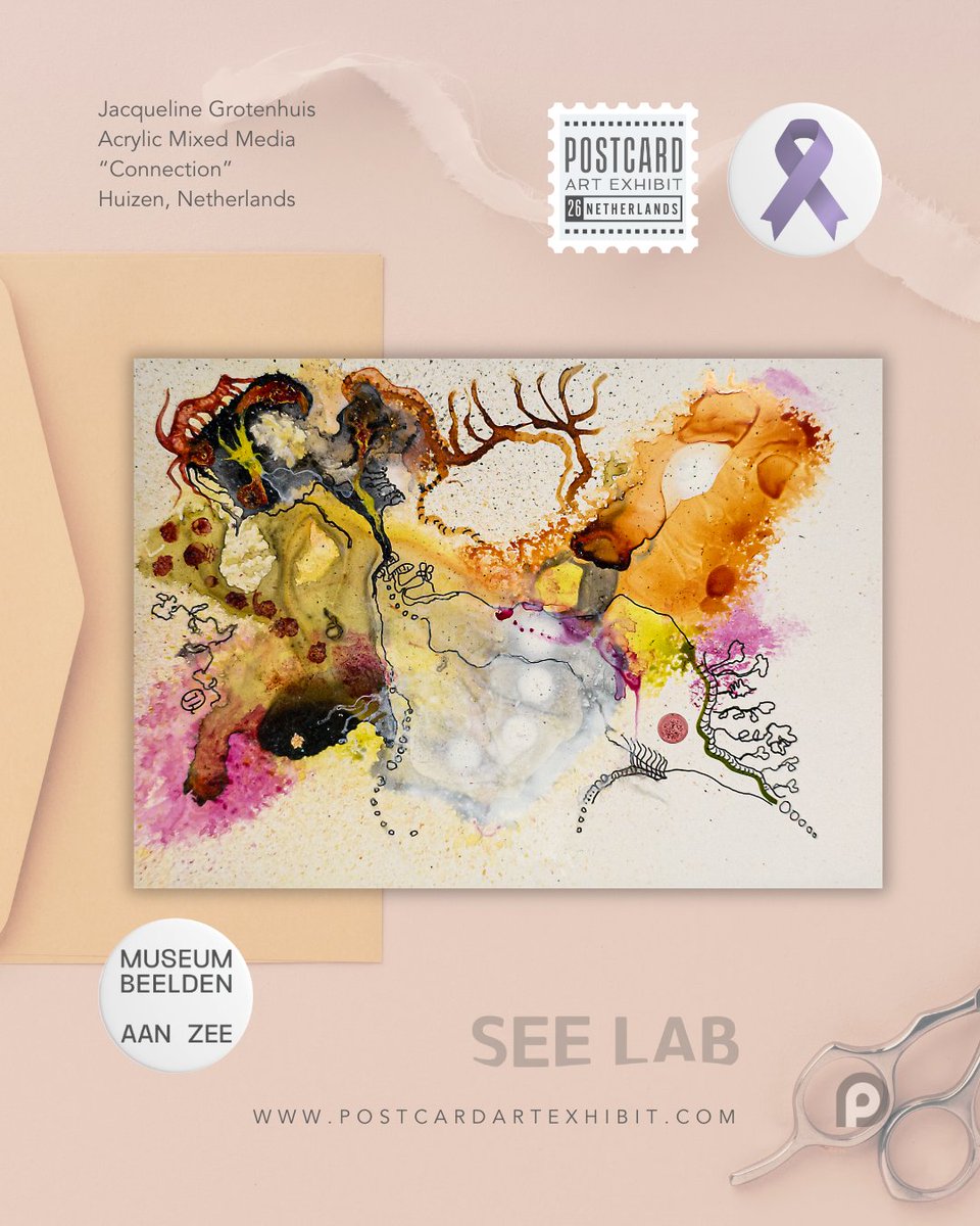 A lovely card being prepped for #postcardartexhibit26! Together, we support Blijft-je-Bij, an art program at Museum Beelden aan Zee designed for those affected by Alzheimer's. Thanks, Jacqueline Grotenhuis (not on X) #postcardartexhibit #artistssupportingalzheimers #artforacause