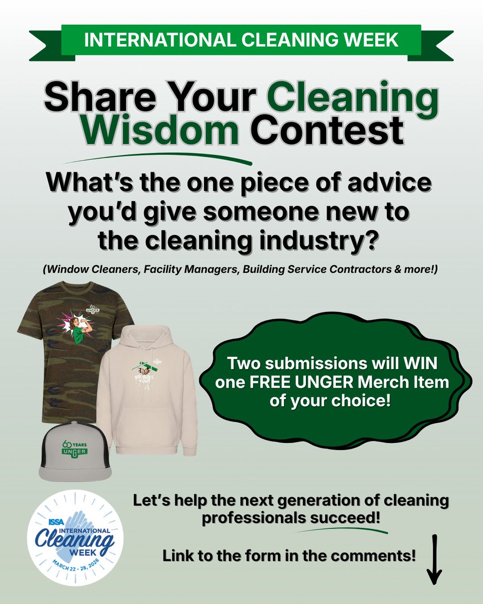 🌍 International Cleaning Week is kicking off on March 22 

This week recognizes the vital work of cleaning professionals and innovators who help build safer communities every day. To celebrate, we want to hear from YOU. Share your tip here: hubs.ly/Q047cRRR0