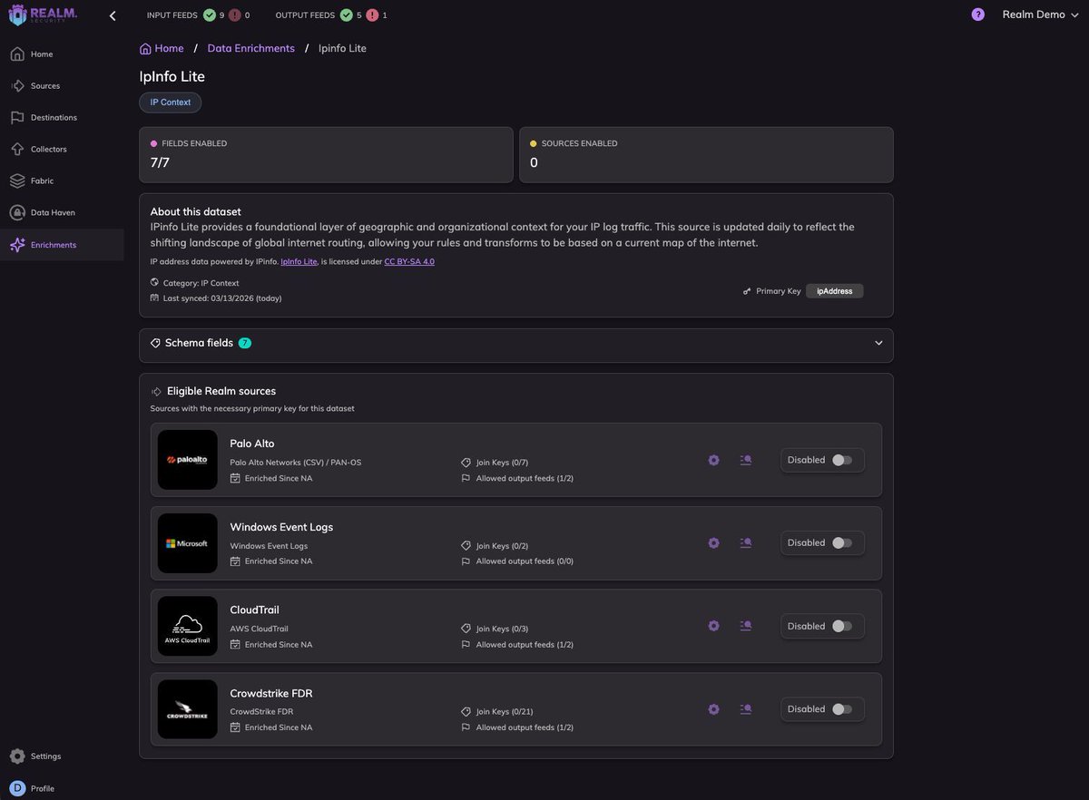 Great to see <a href="/Realm_Security/">Realm.Security</a> enriching security telemetry with @IPinfo data in their AI-native Security Data Pipeline Platform.

realm.security/realm-security…