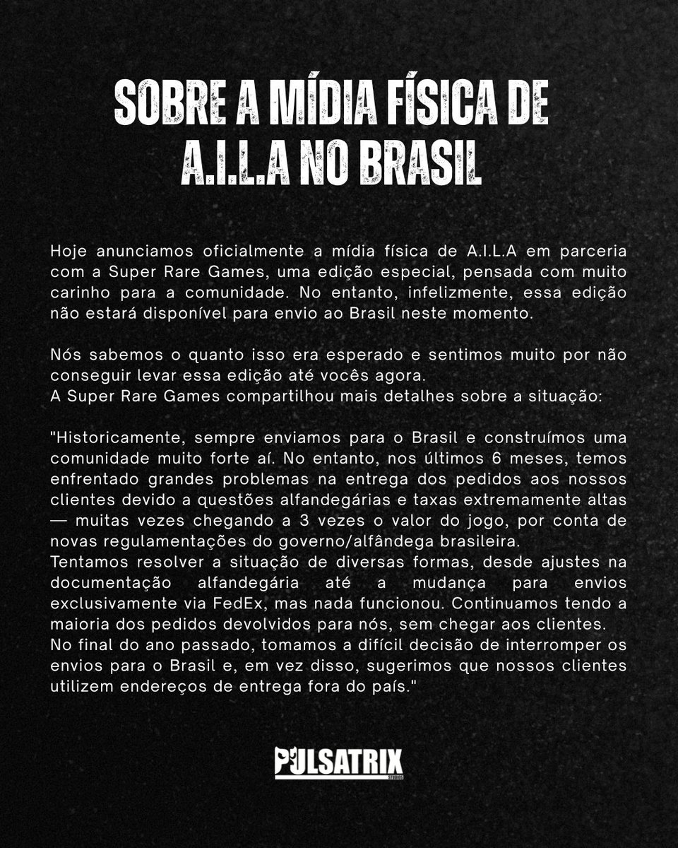 Pulsatrix Studios – A.I.L.A JÁ DISPONÍVEL! tweet media