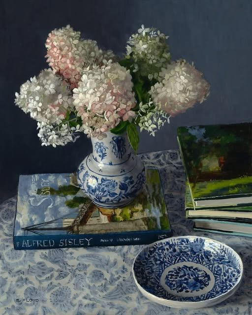 angelicaio81153's tweet image. A hydrangeas doesn't apologizes for its faded edges - it wears them like lace . 

Women Contemporary Masters Artists 

Foxhill Garden Hydrangeas , 2025 

Elisabeth Floyd Art , American master artist 
Exceptional artwork , Still Life oil  
#artwork #oilpainting #canvas #flowers