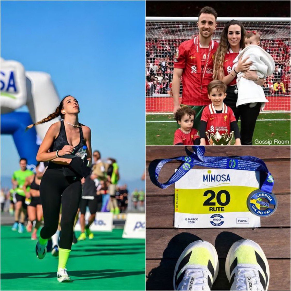 Rute Cardoso, esposa de Diogo Jota, participou da 'corrida do Dia dos Pais' no Porto nesta semana vestindo o número 20 no peito.

Ela completou a corrida até o final.