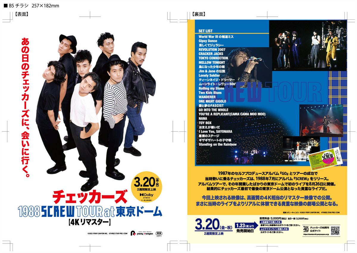 チェッカーズSCREW TOUR 映画パンフレット非売品コンサートチケット チェッカーズSCREW TOUR 映画パンフレット非売品コンサートチケット