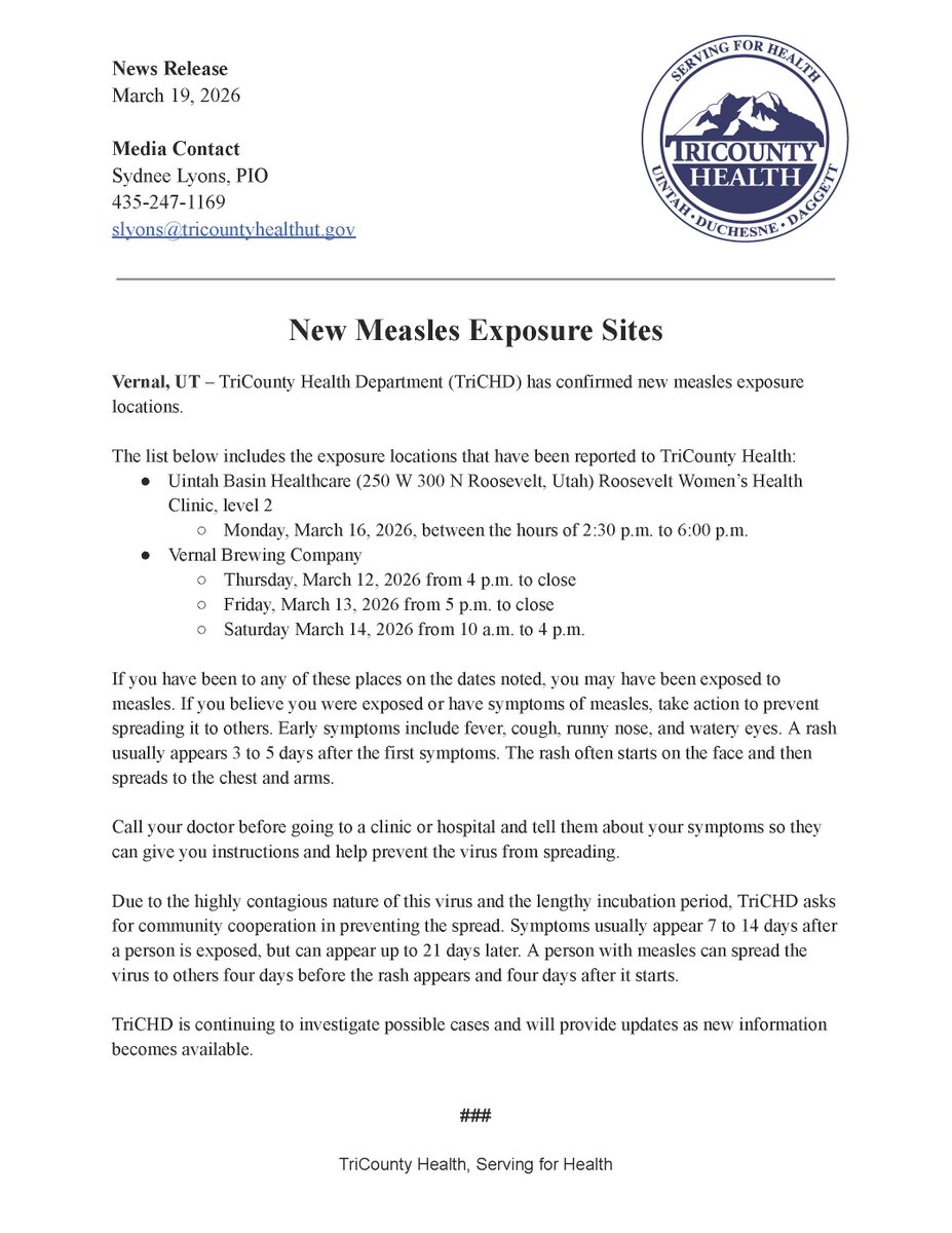 TriCounty Health Department tweet media